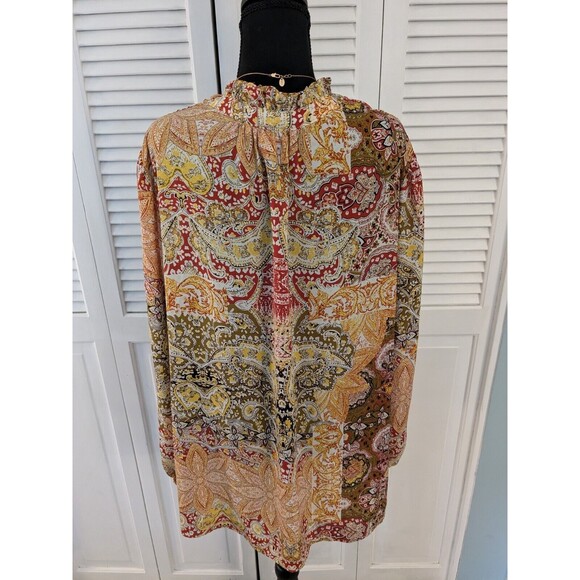Carolina Belle Montreal Blouse Women's sz 2X Floral Boho Flounce Chiffon Multi - Picture 11 of 16